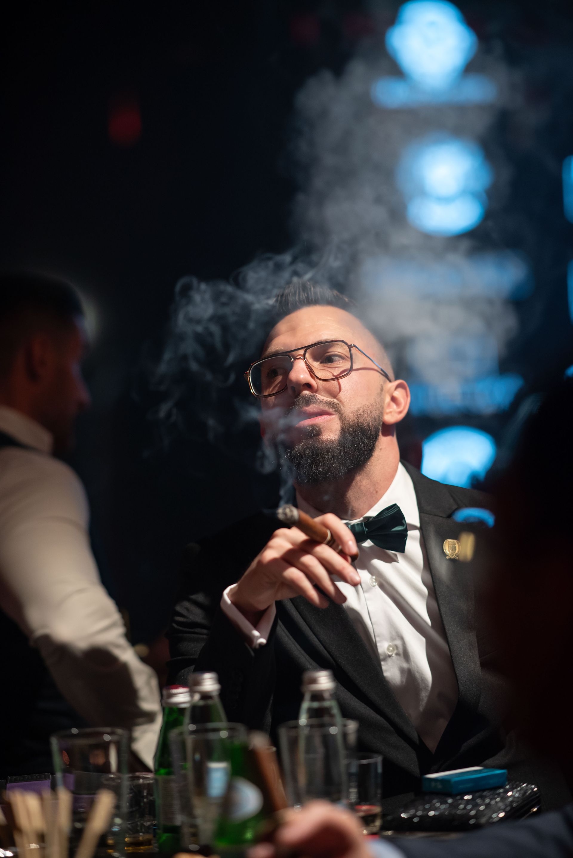 Glasses raised
